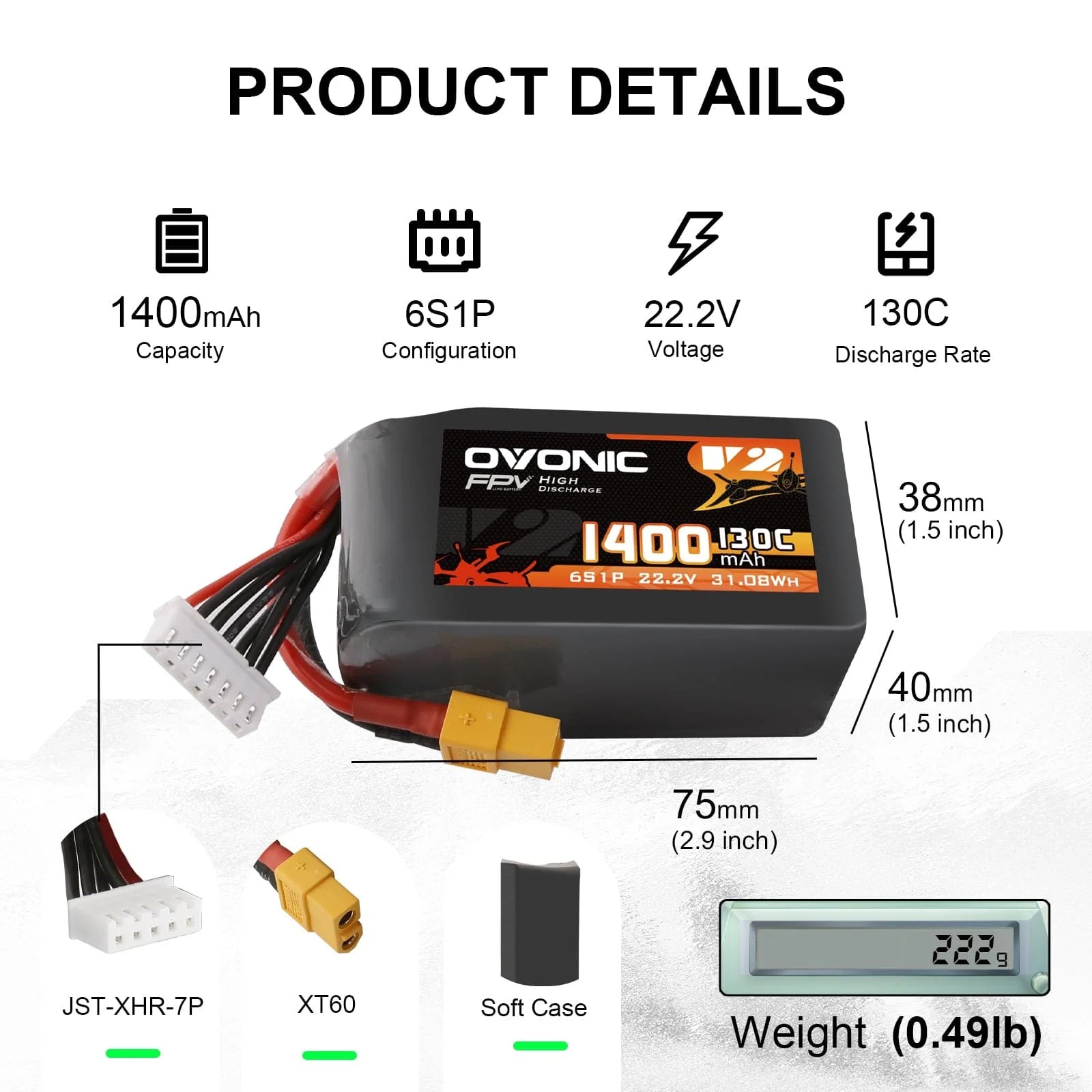 Ovonic 6S 1400mAh 130C LiPo Pi - Walksnail Avatar Hd Goggles X incelemesi ve fiyatı